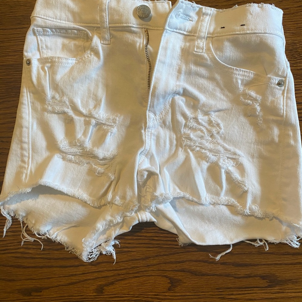 Express white ripped shorts - high waisted